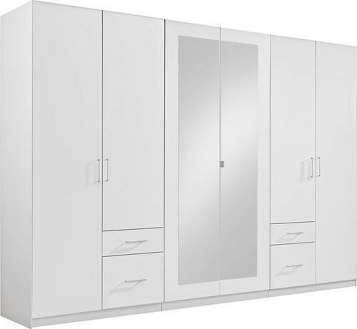 DREHTÜRENSCHRANK 270/210/58 cm 6-türig Weiß  - Silberfarben/Weiß, Design, Glas/Holzwerkstoff (270/210/58cm) - MID.YOU