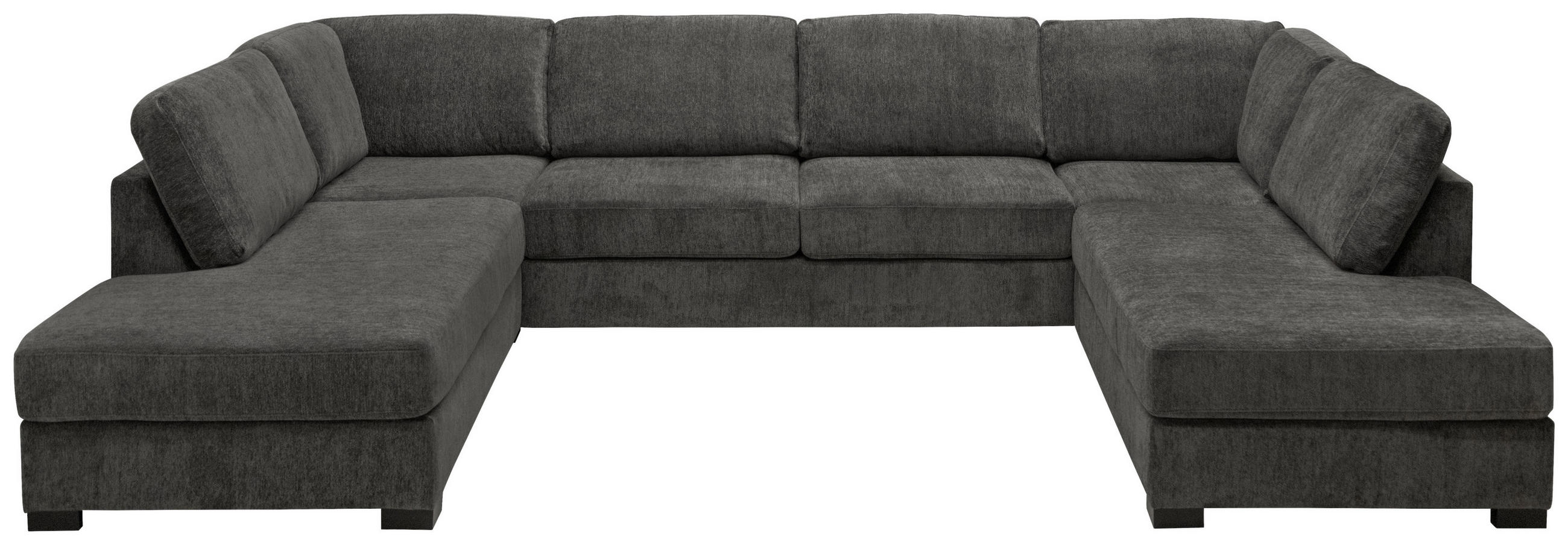 SOFFA i flatväv mörkgrå  - mörkgrå/svart, Klassisk, metall/trä (370/60/241cm) - Hom`in