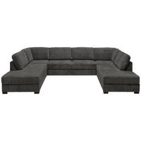 SOFFA i flatväv mörkgrå  - mörkgrå/svart, Klassisk, metall/trä (370/60/241cm) - Hom`in