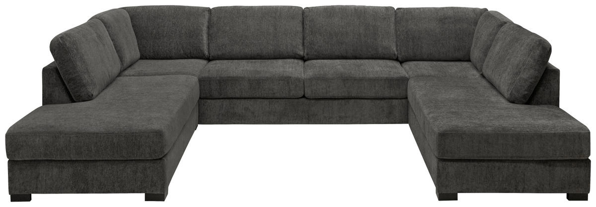 SOFFA i flatväv mörkgrå  - mörkgrå/svart, Klassisk, metall/trä (370/60/241cm) - Hom`in