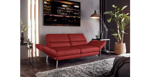 2-SITZER-SOFA Rot Echtleder  - Chromfarben/Rot, Design, Leder/Metall (172-226/83/96cm) - Dieter Knoll