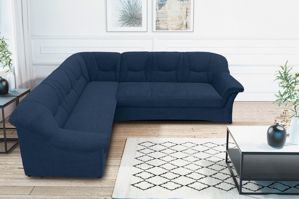ECKSOFA Dunkelblau Mikrofaser  - Schwarz/Dunkelblau, KONVENTIONELL, Kunststoff/Textil (190/240cm) - MID.YOU