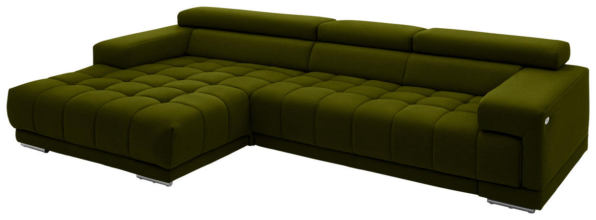 ECKSOFA Mikrofaser Grün  - Silberfarben/Grün, Design, Textil/Metall (190/335cm) - Beldomo Speed