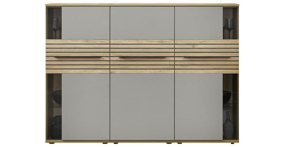 HIGHBOARD 180/131/40 cm  - Eichefarben/Grau, KONVENTIONELL, Glas/Holz (180/131/40cm) - Venda