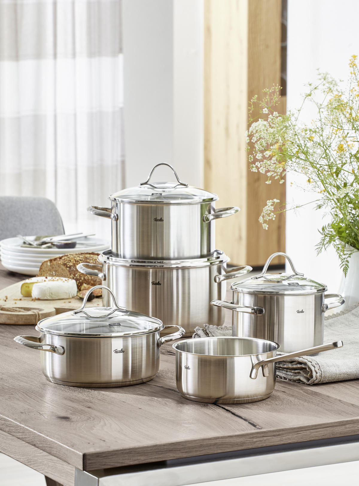 SET POSOD Palermo  - srebrne barve, Basics, kovina/steklo - Fissler