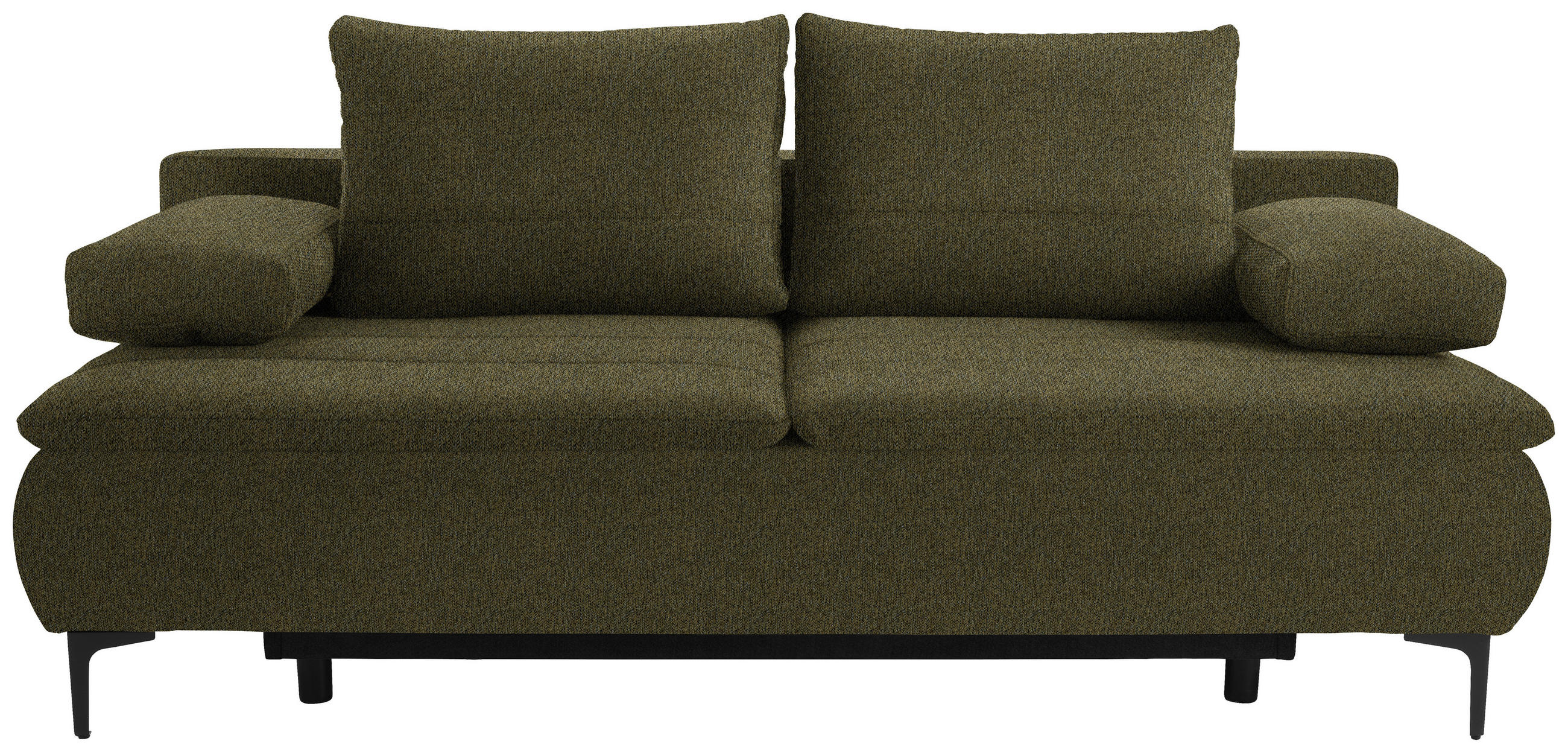 BOXSPRINGSOFA Webstoff Olivgrün  - Schwarz/Olivgrün, KONVENTIONELL, Textil/Metall (204/93/100cm) - Novel