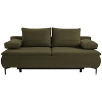 BOXSPRINGSOFA in Webstoff Olivgrün  - Schwarz/Olivgrün, Konventionell, Textil/Metall (204/93/100cm) - Livetastic