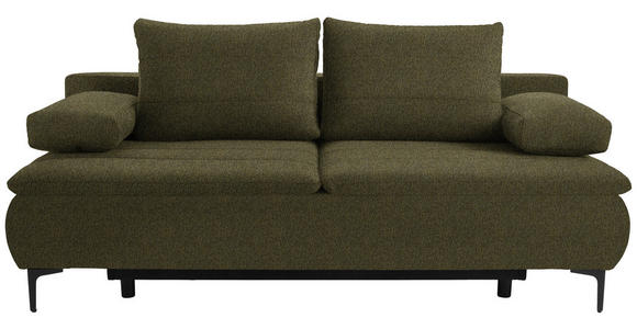 BOXSPRINGSOFA Webstoff Olivgrün - Schwarz/Olivgrün, KONVENTIONELL, Textil/Metall (204/93/100cm) - Novel