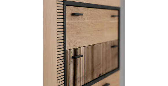 HIGHBOARD  115/120/42 cm 2 Schublade(n)  - Eichefarben/Schwarz, LIFESTYLE, Holzwerkstoff/Metall (115/120/42cm) - Novel