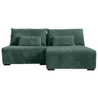 ECKSOFA in Cord Dunkelgrün  - Dunkelgrün/Schwarz, Modern, Holz/Textil (210/145cm) - MID.YOU