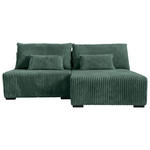 ECKSOFA Dunkelgrün Cord  - Dunkelgrün/Schwarz, MODERN, Holz/Textil (210/145cm) - Carryhome