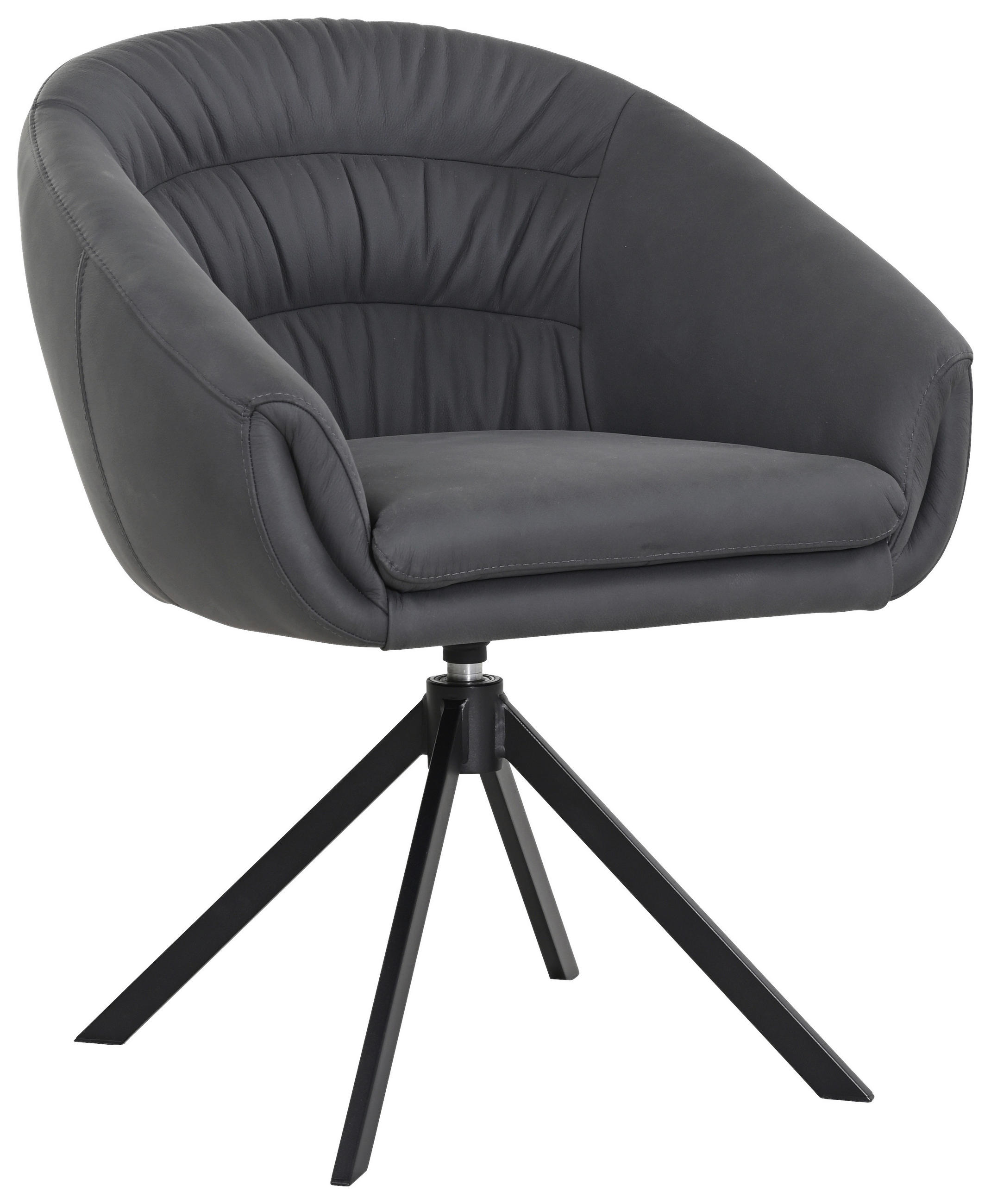 ARMLEHNSTUHL  in Echtleder pigmentiert  - Schwarz, Design, Leder/Metall (64/81.5/61.5cm) - Johann Jakob