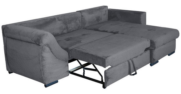ECKSOFA Dunkelgrau Cord  - Dunkelgrau/Schwarz, KONVENTIONELL, Textil/Metall (258/168cm) - Carryhome