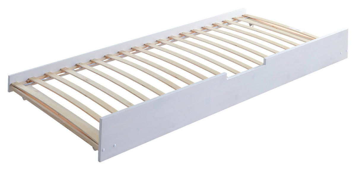HAUSBETT 100/200 cm,  in Weiß, Altrosa  - Altrosa/Naturfarben, MODERN, Holz/Textil (100/200cm) - MID.YOU