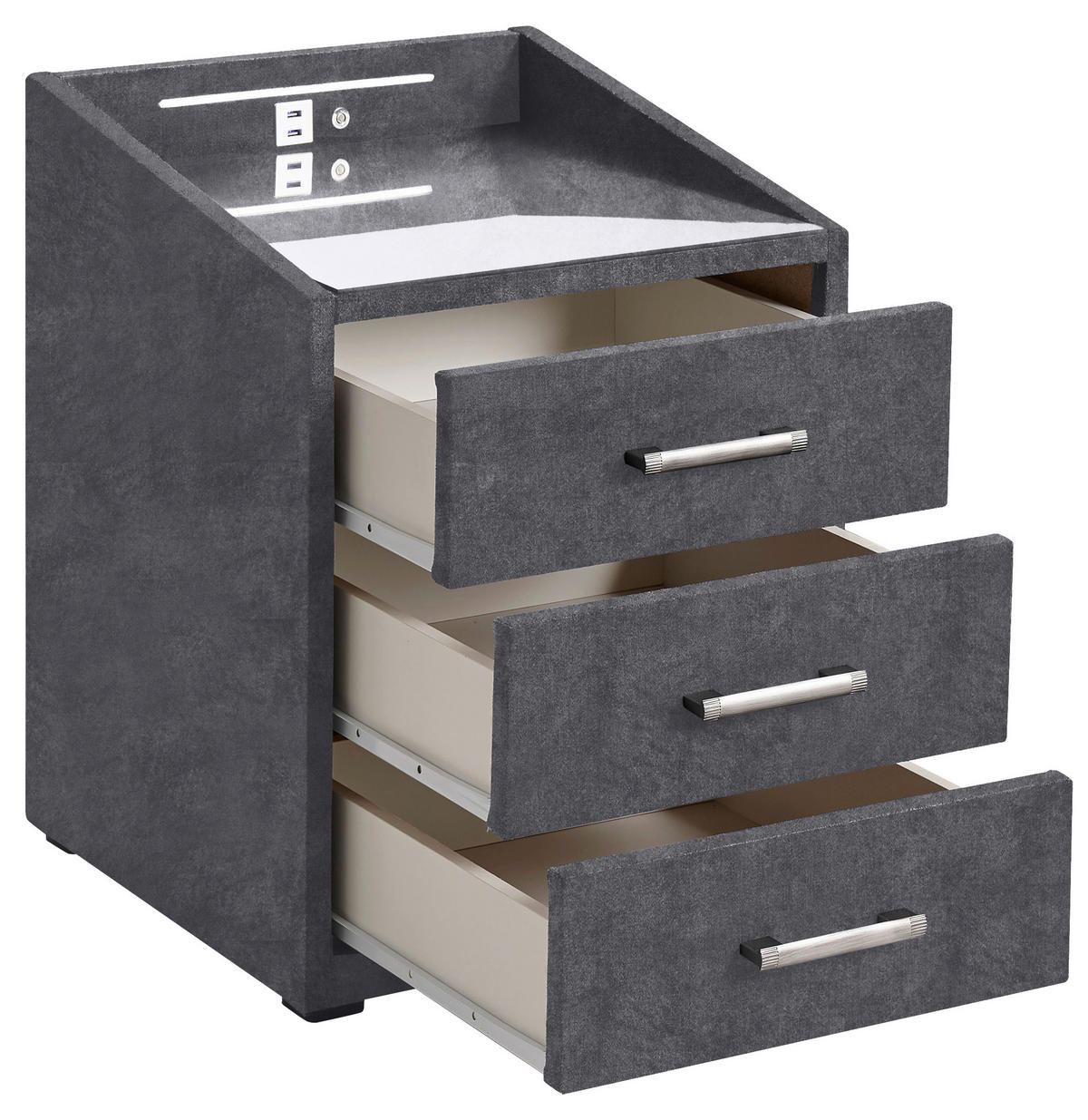 NACHTTISCH 47/61/46 cm  Anthrazit  - Anthrazit/Silberfarben, Design, Holzwerkstoff/Kunststoff (47/61/46cm) - MID.YOU