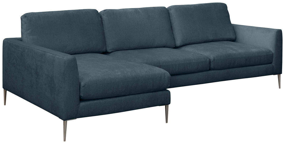 ECKSOFA Dunkelgrau Chenille  - Dunkelgrau/Silberfarben, KONVENTIONELL, Textil/Metall (143/284cm) - Carryhome
