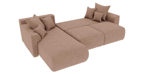 ECKSOFA in Lederlook Cappuccino  - Chromfarben/Cappuccino, KONVENTIONELL, Kunststoff/Textil (195/293cm) - Carryhome