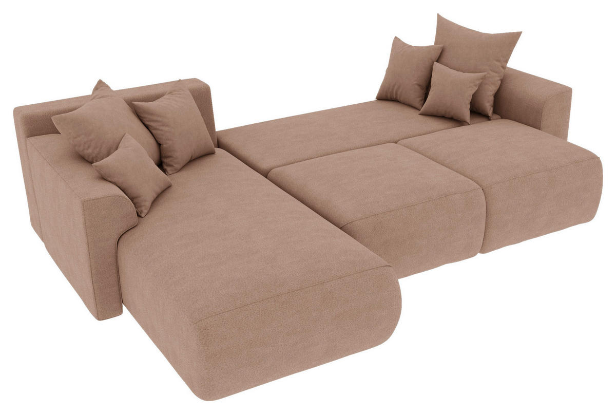 ECKSOFA Cappuccino Lederlook  - Chromfarben/Cappuccino, KONVENTIONELL, Kunststoff/Textil (195/293cm) - Carryhome