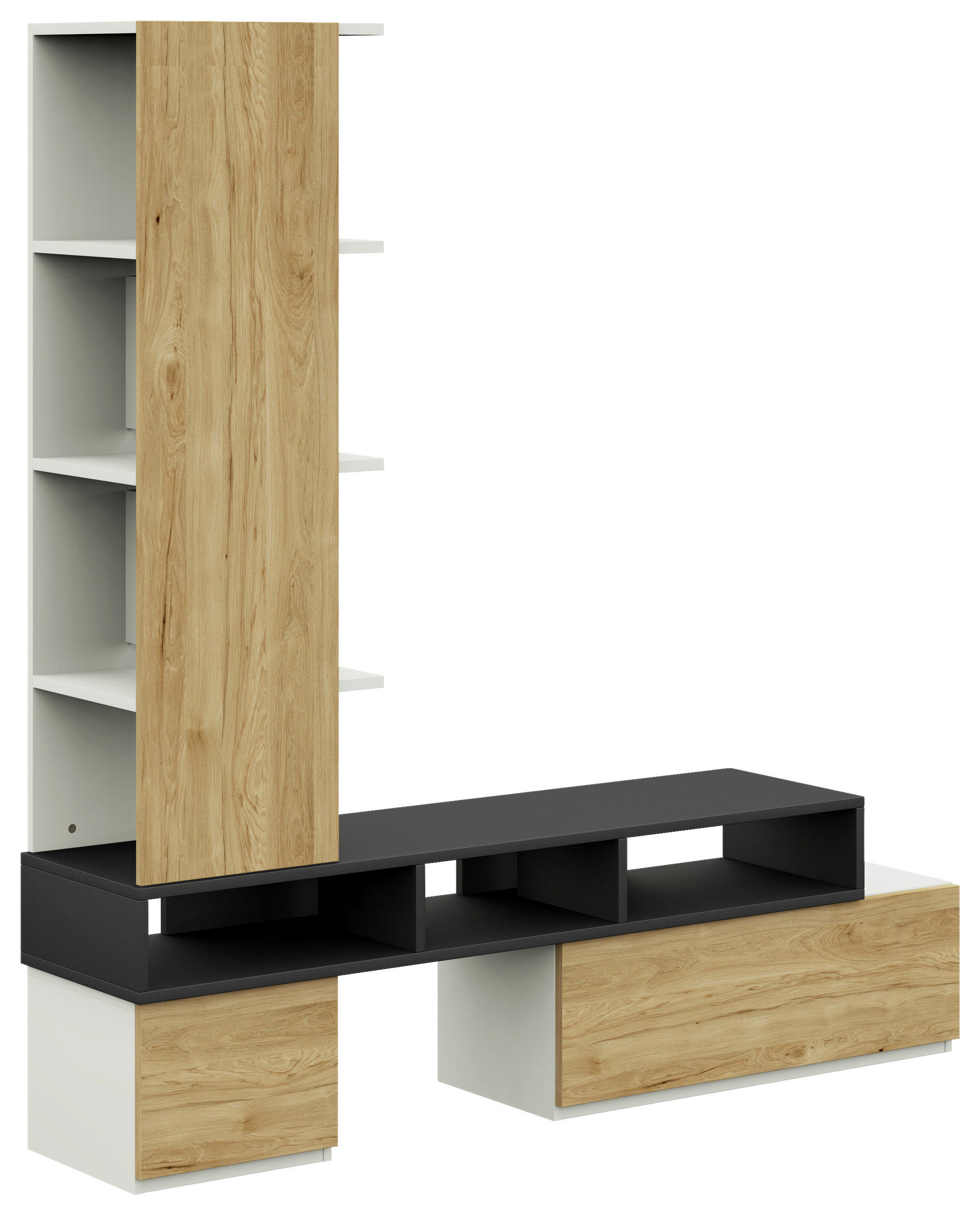 TV-ELEMENT - Eichefarben/Graphitfarben, KONVENTIONELL, Holzwerkstoff (150-195/178,8/36cm) - Cantus