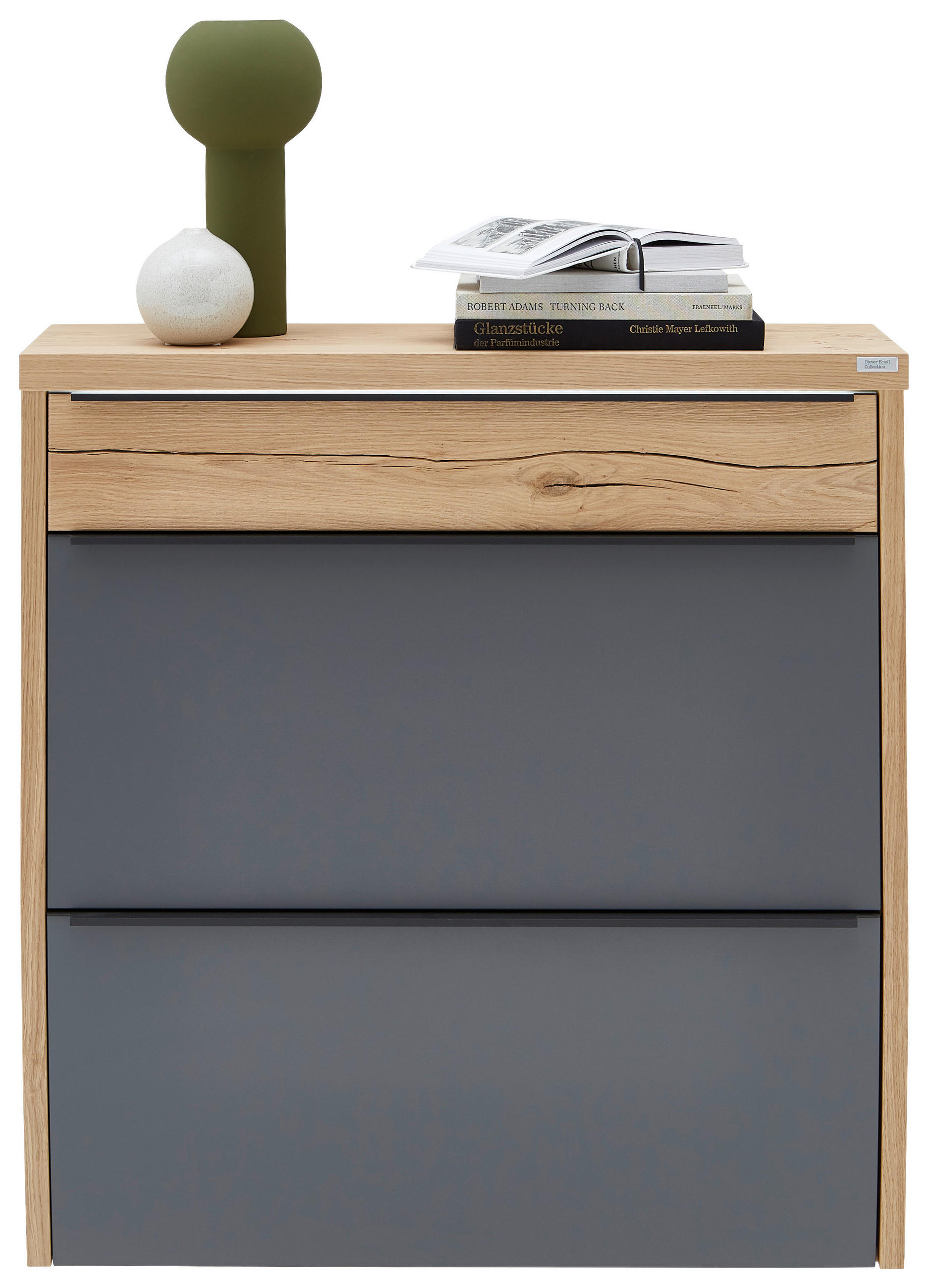 HÄNGESCHUHSCHRANK furniert, massiv Grau, Eichefarben - Eichefarben/Anthrazit, Design, Holzwerkstoff/Metall (92/95/31cm) - Dieter Knoll