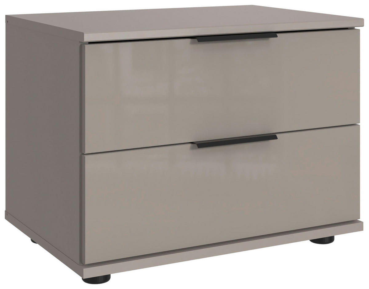 NACHTSCHRANK 52/40/38 cm  - Schwarz/Grau, KONVENTIONELL, Glas/Holzwerkstoff (52/40/38cm) - Boxxx