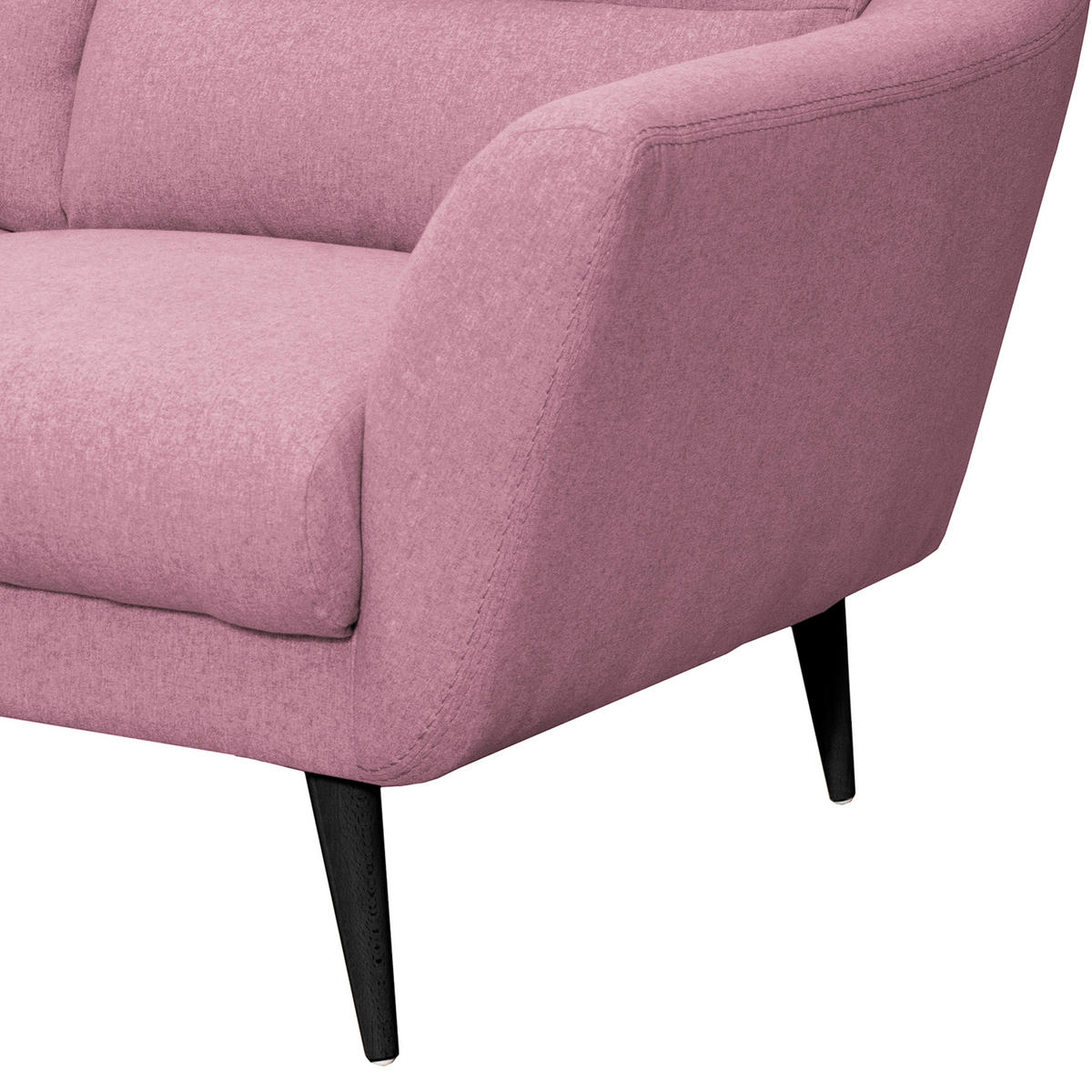 3-SITZER-SOFA in Webstoff Rosa  - Schwarz/Rosa, Design, Holz/Textil (209/87/88cm) - Livetastic