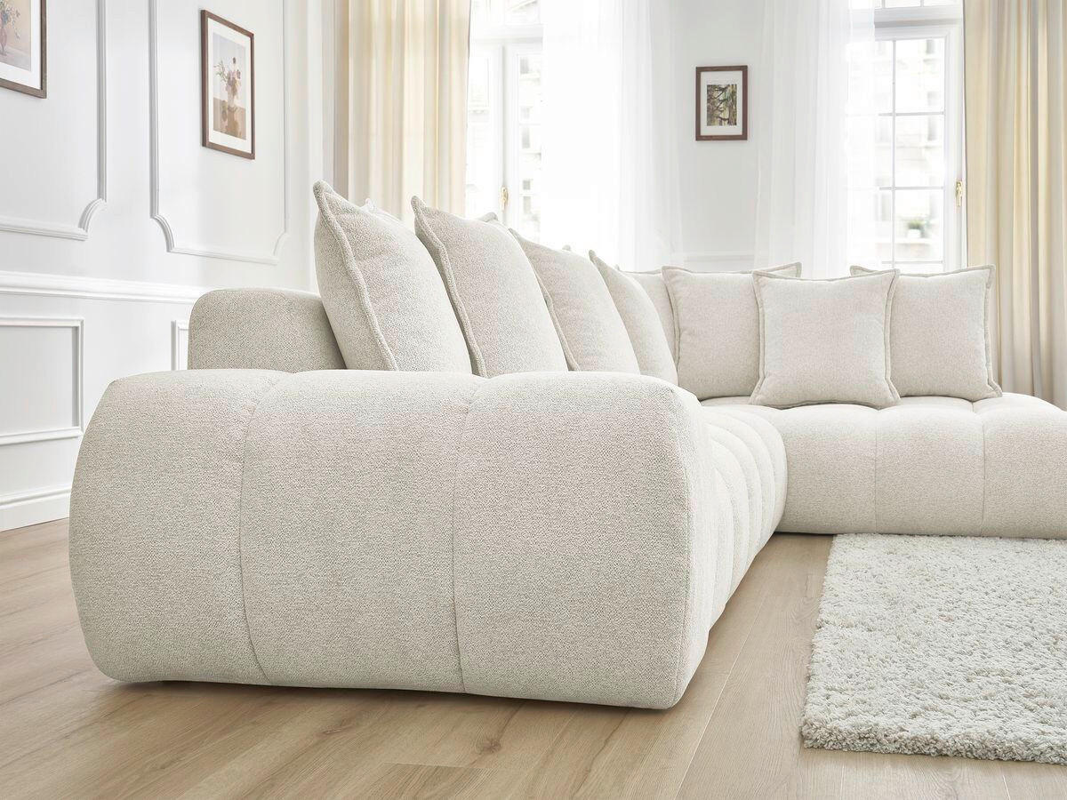 ECKSOFA Ottomane rechts  EVEREST Weiß Flachgewebe  - Schwarz/Weiß, MODERN, Kunststoff/Textil (352/210cm) - Livetastic