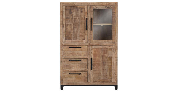 HIGHBOARD  in 95/145/40 cm  - Schwarz/Naturfarben, Design, Glas/Holz (95/145/40cm) - Landscape