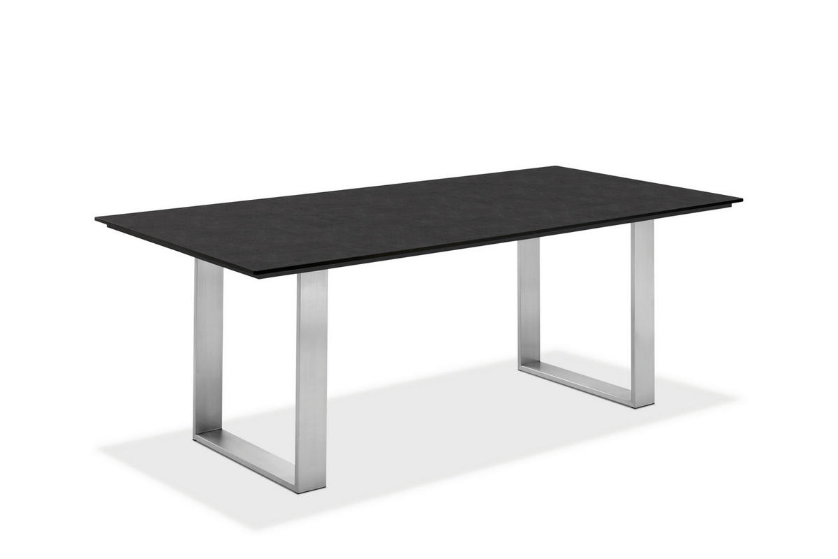 GARTENTISCH Kunststoff Edelstahlfarben, Grau rechteckig  - Edelstahlfarben/Grau, Design, Kunststoff/Metall (180/95/76cm)