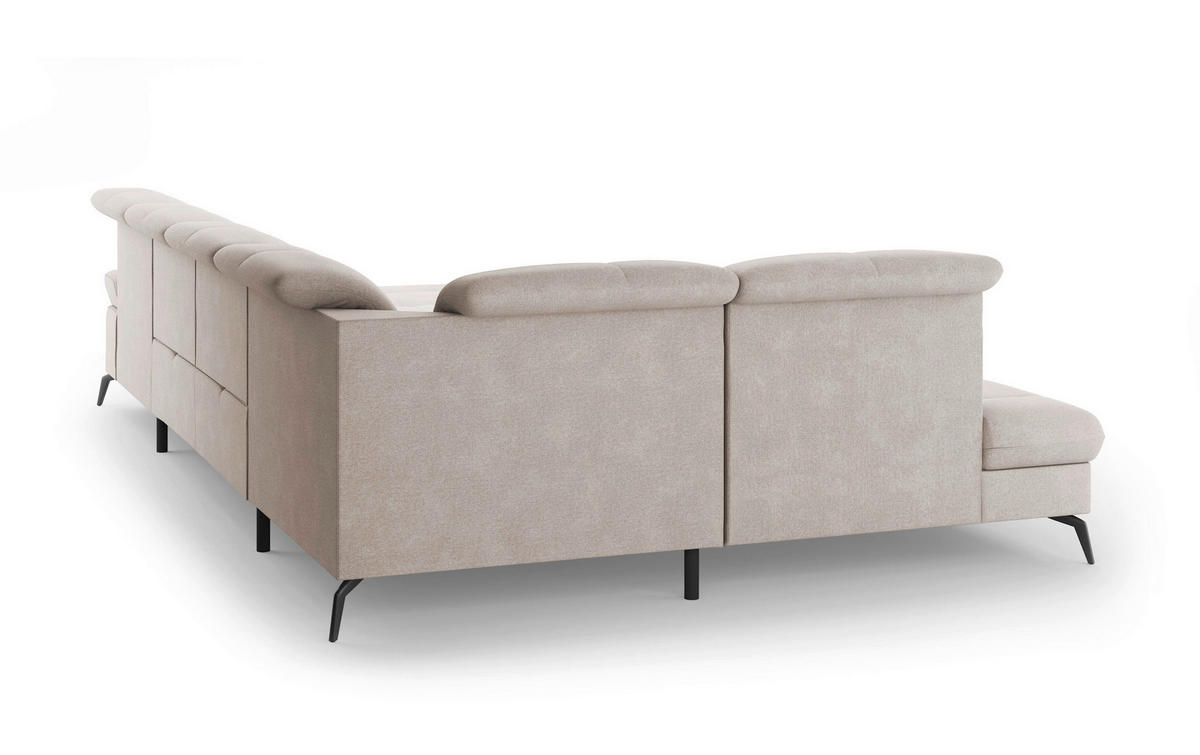 WOHNLANDSCHAFT in Flachgewebe Greige  - Greige/Schwarz, Konventionell, Textil/Metall (231/357/185cm) - Sit & More