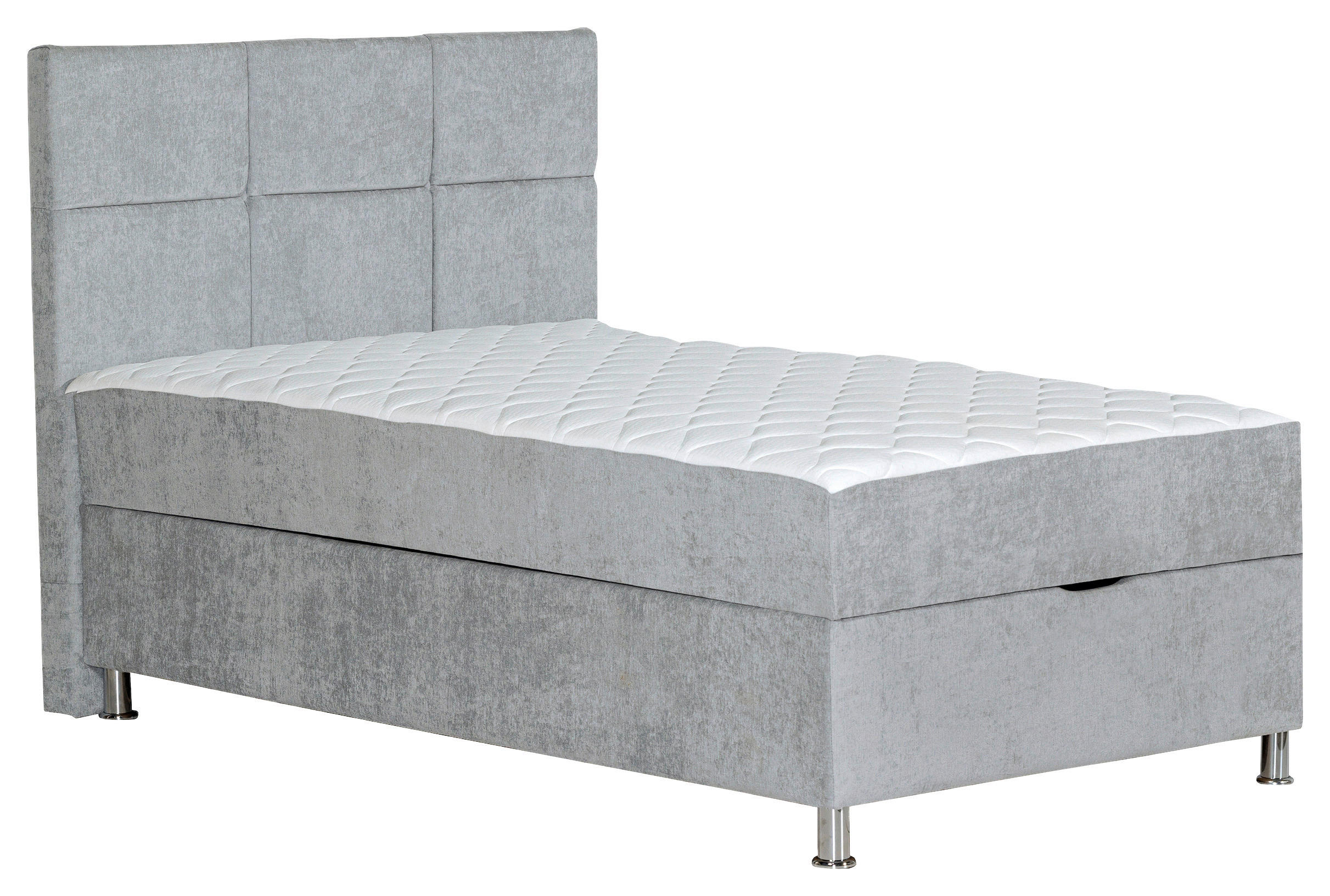 POSTELJA Z VZMETNICO 90 cm   x 200 cm  , les, tekstil, leseni material svetlo siva  - barve kroma/svetlo siva, Moderno, leseni material/tekstil (90/200cm) - Ti'me
