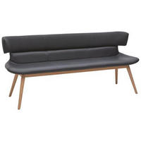 SITZBANK 210/84,5/64,5 cm Flachgewebe Echtleder Schwarz, Eichefarben Wildeiche massiv  - Eichefarben/Schwarz, Natur, Leder/Holz (210/84,5/64,5cm) - Voglauer