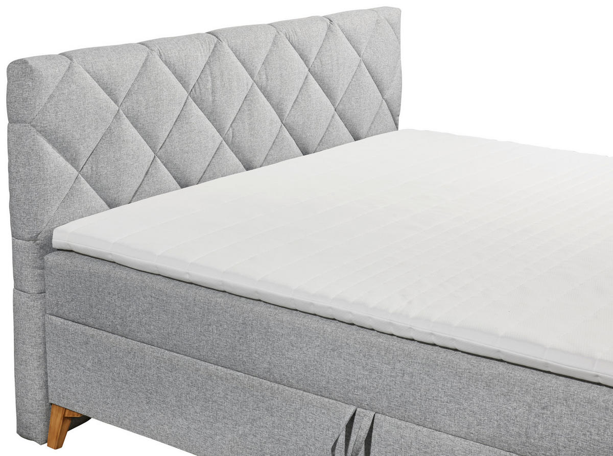 BOX-ÁGY 180/200 cm  világosszürke  - világosszürke/tölgyfa színű, Lifestyle, műanyag/faalapú anyag (180/200cm) - Carryhome