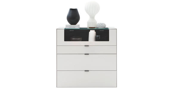 HIGHBOARD Weiß 121,9/121,5/45,2 cm - Schwarz/Weiß, Design, Glas/Keramik (121,9/121,5/45,2cm) - Dieter Knoll