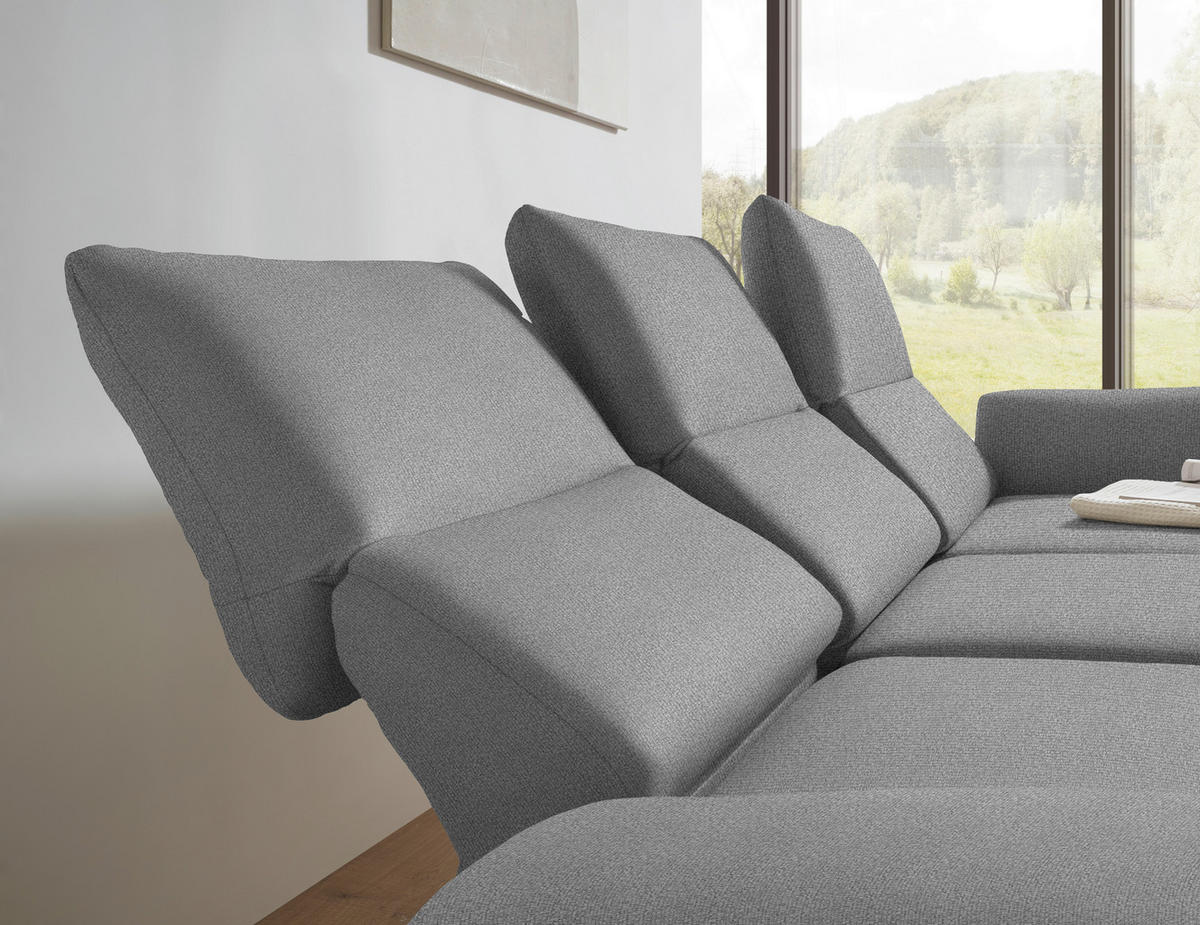 ECKSOFA  in Flachgewebe Hellgrau  255-365/175-224 cm  - Hellgrau/Schwarz, Design, Textil/Metall (255-365/175-224cm) - Dieter Knoll