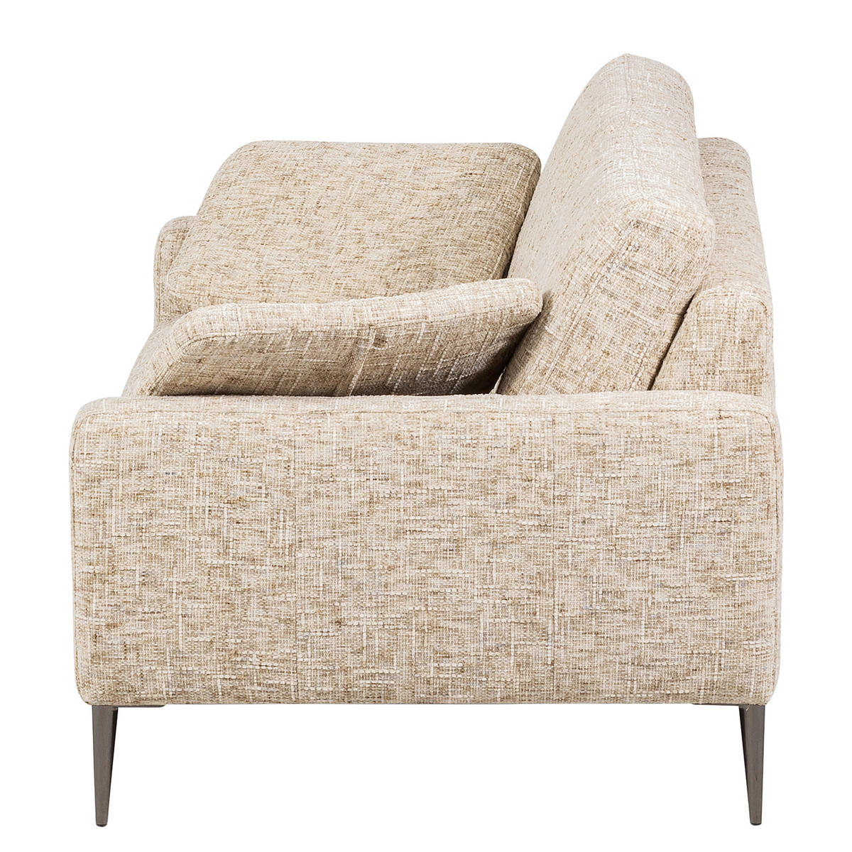 2-SITZER-SOFA Webstoff Beige  - Beige/Schwarzchrom, Design, Textil/Metall (157/85/92cm) - Livetastic