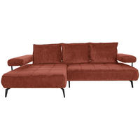 ECKSOFA Terracotta Webstoff  - Terracotta/Schwarz, Design, Textil/Metall (180/266cm) - Welnova