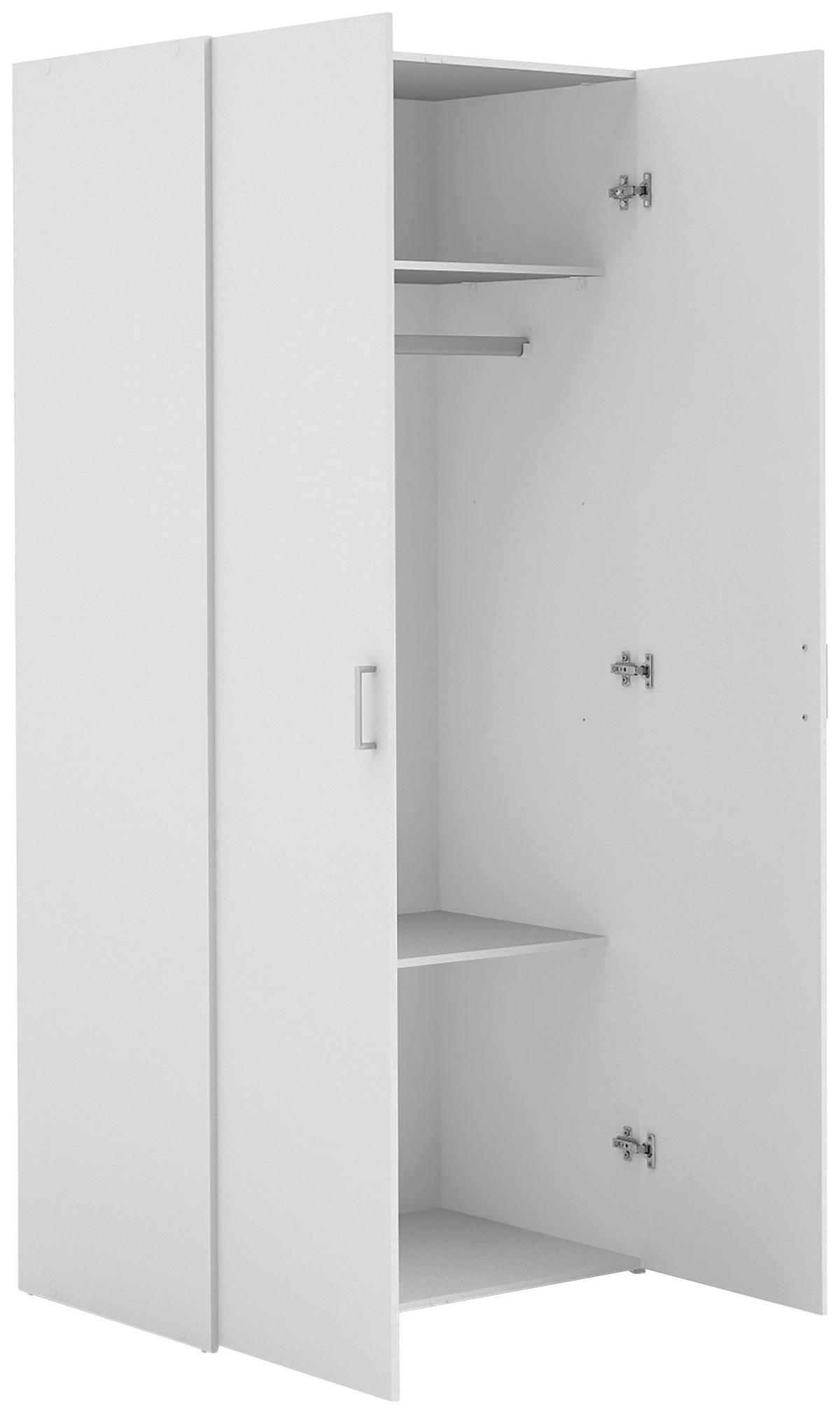 KLEIDERSCHRANK in Weiss  - Weiss/Silberfarben, Basics, Holzwerkstoff/Metall (77,6/175,4/49,5cm) - MID.YOU