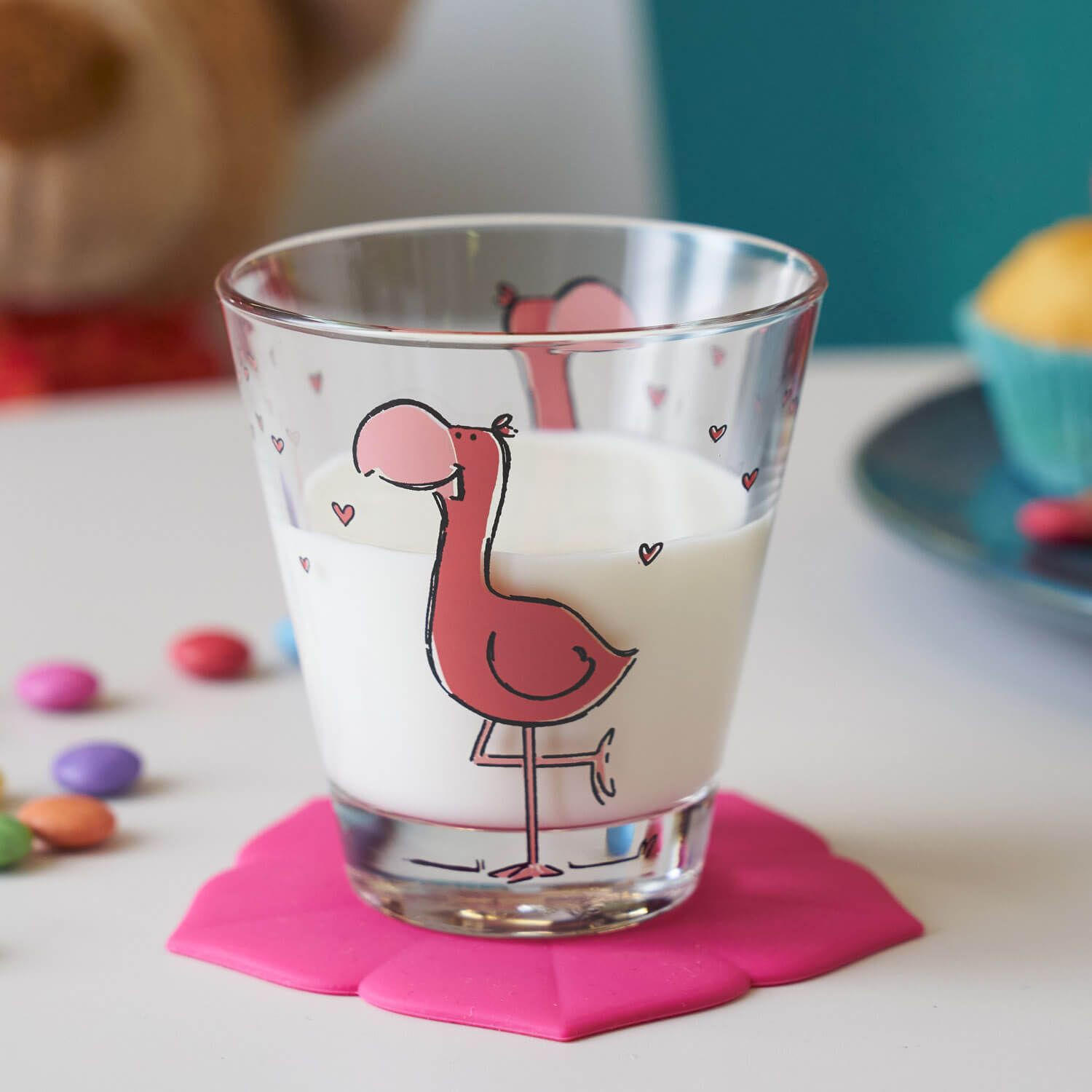 DĚTSKÁ SKLENICE - růžová/průhledné, Trend, sklo (215ml) - Leonardo