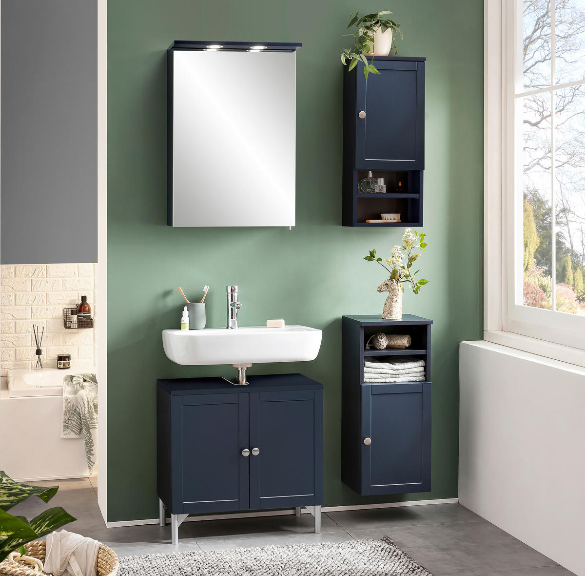 WASCHBECKENUNTERSCHRANK 60,2/58,5/32 cm  - Silberfarben/Dunkelblau, Basics, Holzwerkstoff/Kunststoff (60,2/58,5/32cm) - Stylife
