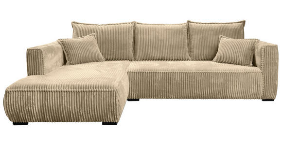 ECKSOFA  in Cord Beige  208/322 cm  - Beige/Schwarz, MODERN, Holz/Textil (208/322cm) - Carryhome