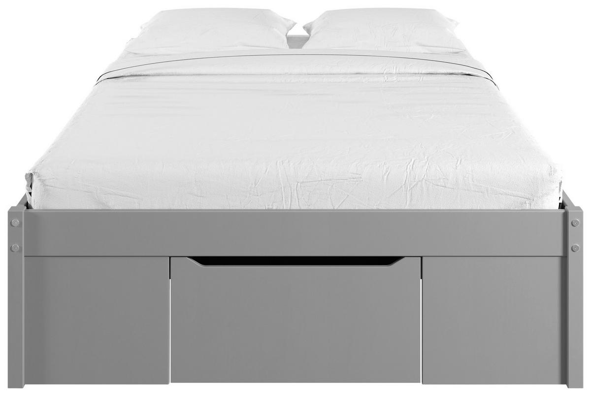 KREVET S PROSTOR. ZA ODLAGANJ   140/200 cm   siva  - siva/prirodne boje, Basics, drvni materijal/drvo (140/200cm) - MID.YOU