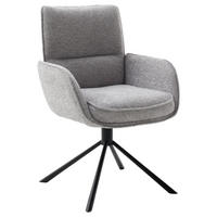 ARMLEHNSTUHL  Sitzfläche 360° drehbar, automatische Rückholfunktion Webstoff  - Schwarz/Grau, Design, Textil/Metall (62/92/65cm) - Novel