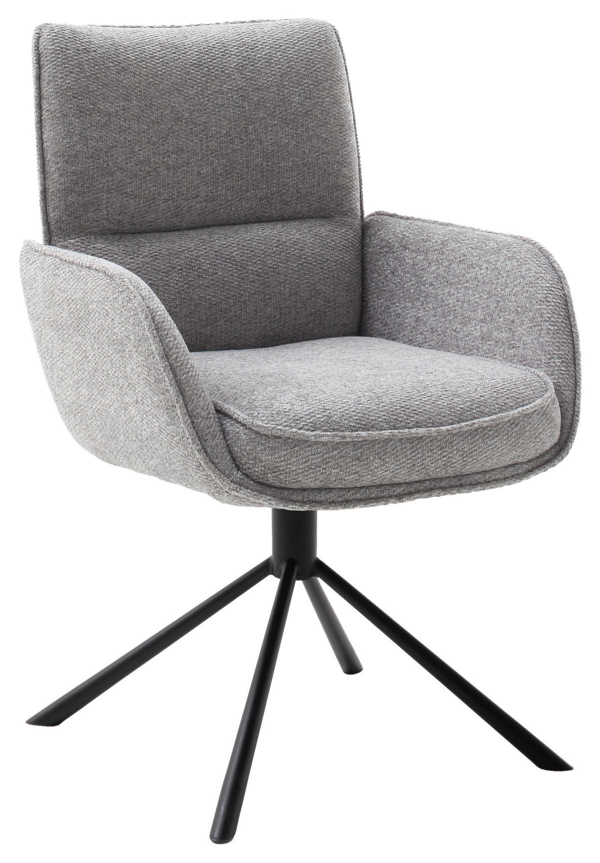ARMLEHNSTUHL  Sitzfläche 360° drehbar, automatische Rückholfunktion Webstoff  - Schwarz/Grau, Design, Textil/Metall (62/92/65cm) - Novel