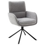 ARMLEHNSTUHL  Sitzfläche 360° drehbar, automatische Rückholfunktion Webstoff  - Schwarz/Grau, Design, Textil/Metall (62/92/65cm) - Novel