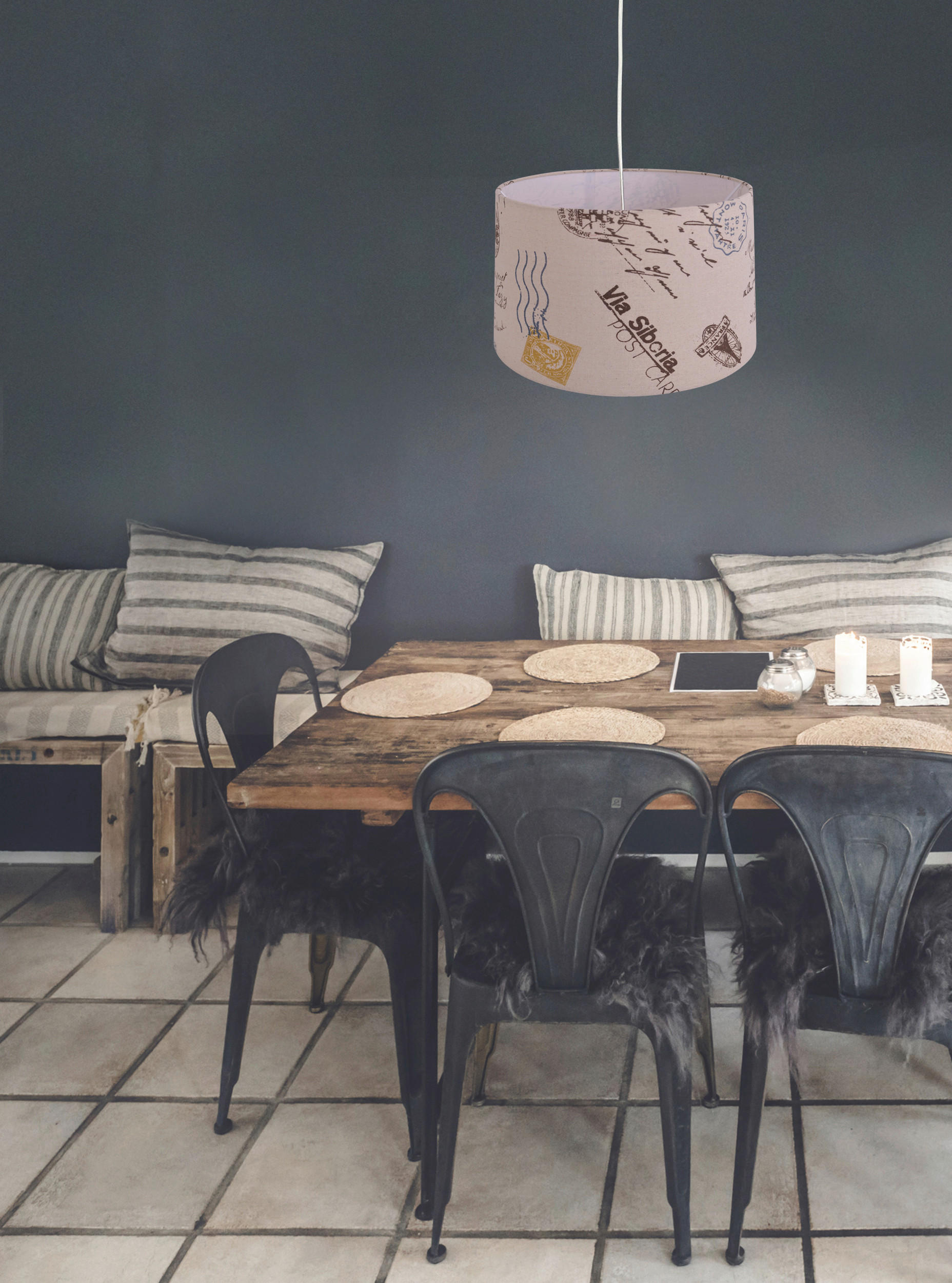 HÄNGELEUCHTE Print 35/136 cm   - Braun, Trend, Kunststoff/Textil (35/136cm) - Näve