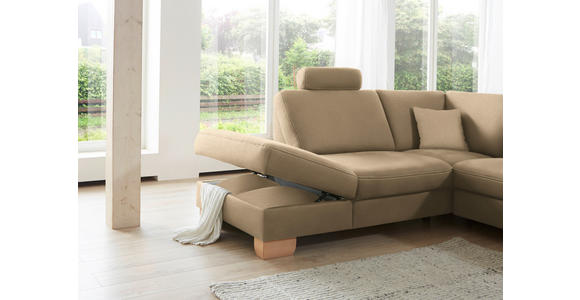 ECKSOFA in Mikrofaser Beige  - Wildeiche/Beige, KONVENTIONELL, Holz/Textil (236/286cm) - Voleo