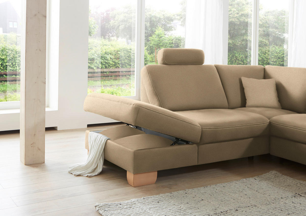ECKSOFA in Mikrofaser Beige  - Wildeiche/Beige, Konventionell, Holz/Textil (236/286cm) - Voleo