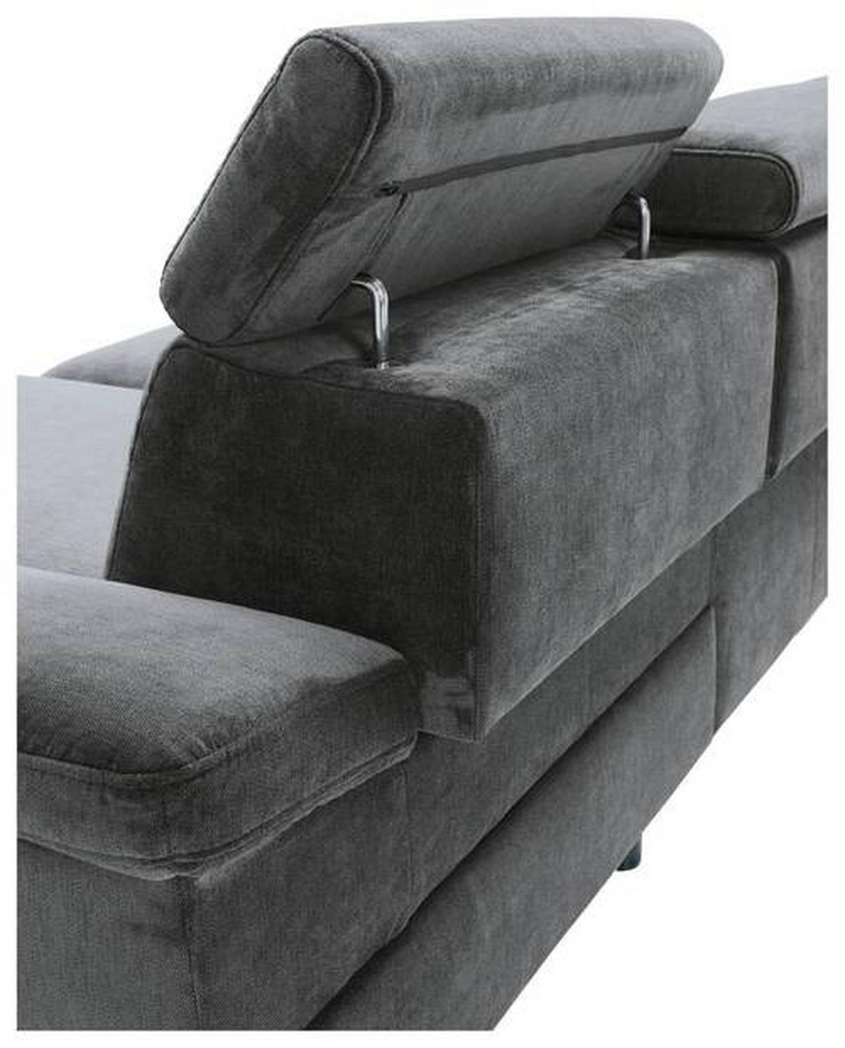 ECKSOFA in Velours Anthrazit  - Anthrazit/Silberfarben, Modern, Textil/Metall (262/182cm) - Trendmanufaktur