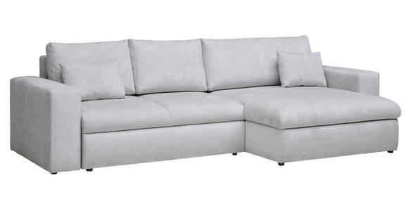 ECKSOFA Hellgrau Chenille  - Hellgrau/Schwarz, KONVENTIONELL, Kunststoff/Textil (292/150cm) - Hom`in